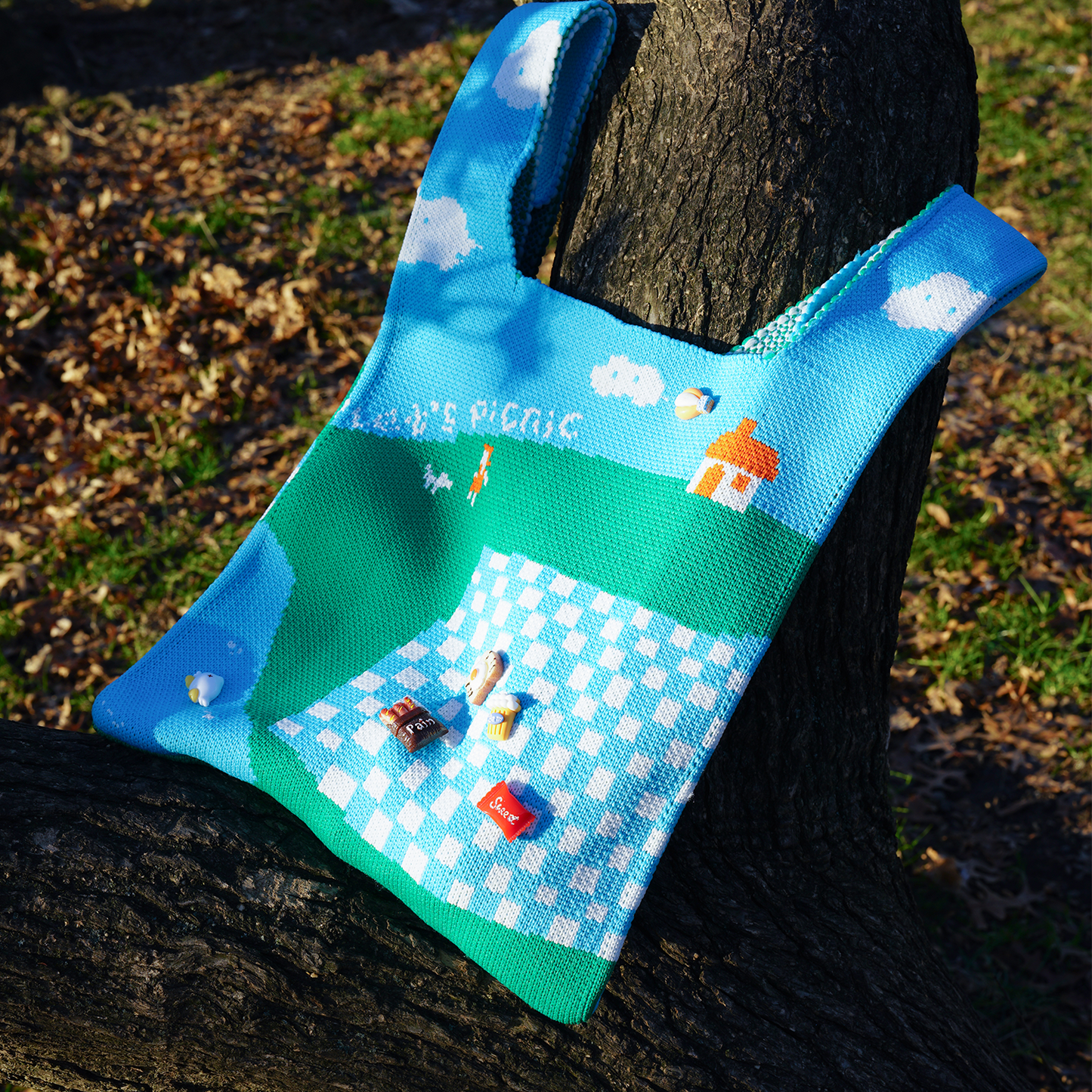 “Let's Picnic” Knitted Bag